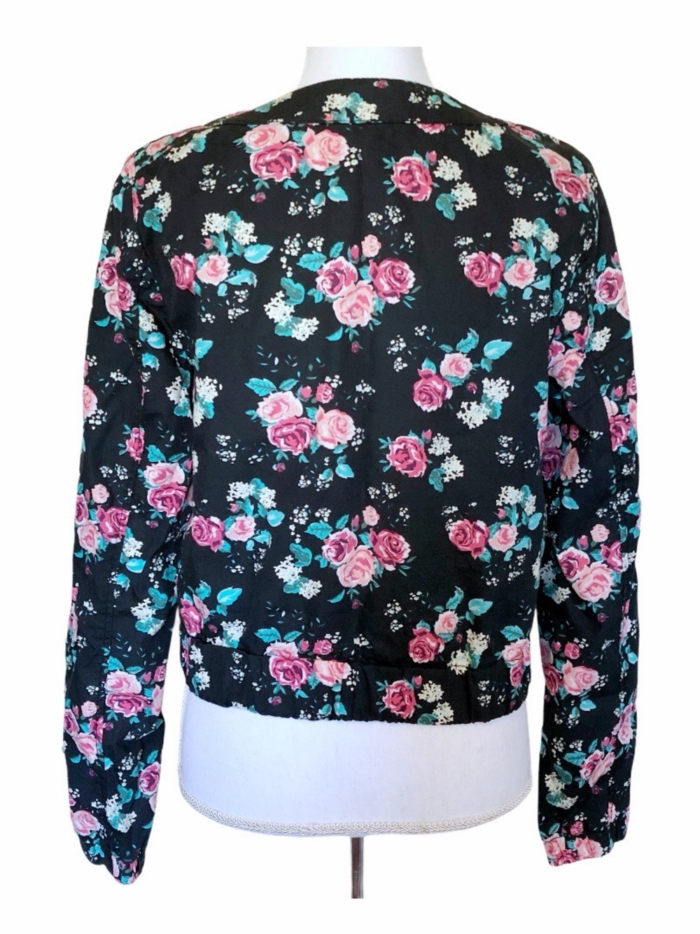Divided by H&M Light Floral Long Sleeve Bomber Jacket Size 10 - Picture 3 of 6